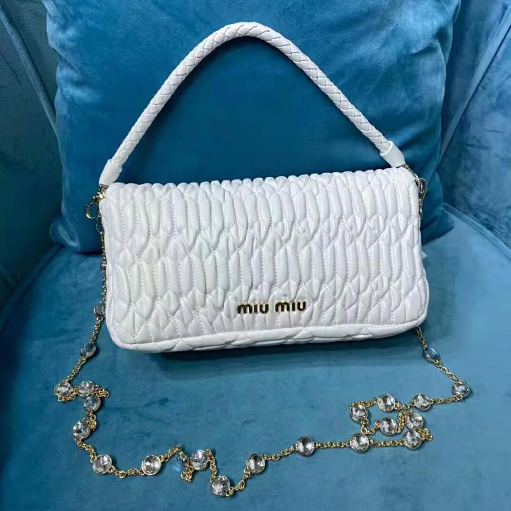 Miu Miu Crystal Cloqué Nappa Leather Bag for Women