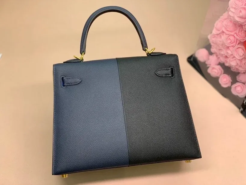 Hermes Kelly 28 Sellier Epsom Bag Black in Navy Blue