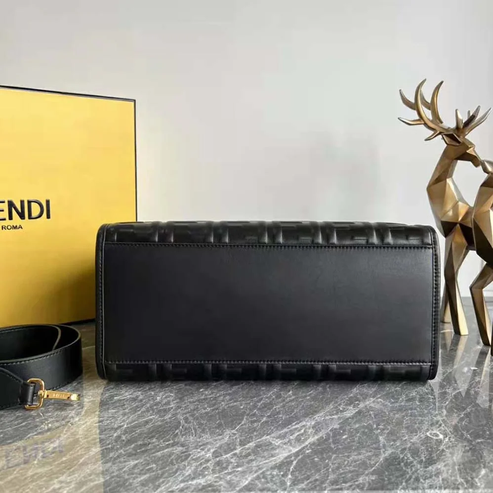 Fendi Sunshine Medium Black Leather Shopper for Women Fendi Sunshine Medium Black Leather Shopper for Women