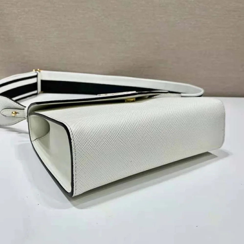 Prada Monochrome Saffiano and Leather Bag for Women in White