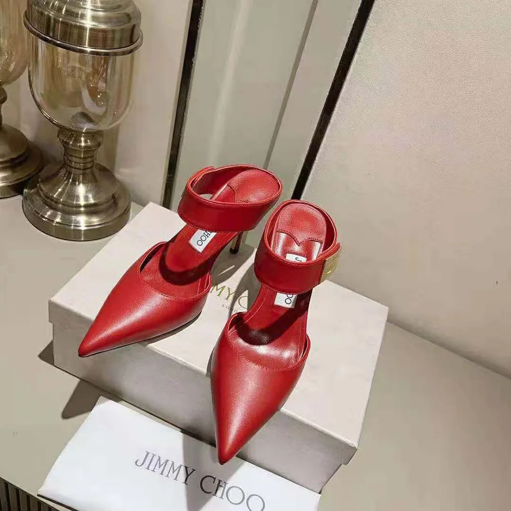 Jimmy Choo Nell Mule 85 Cranberry Calf Leather Mules for Women Jimmy Choo Nell Mule 85 Cranberry Calf Leather Mules for Women