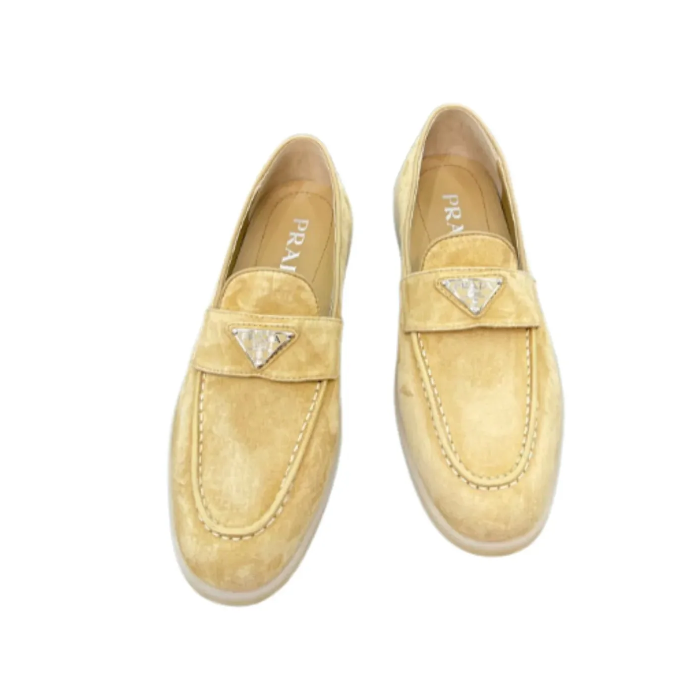 Prada Brushed Loafers Beige