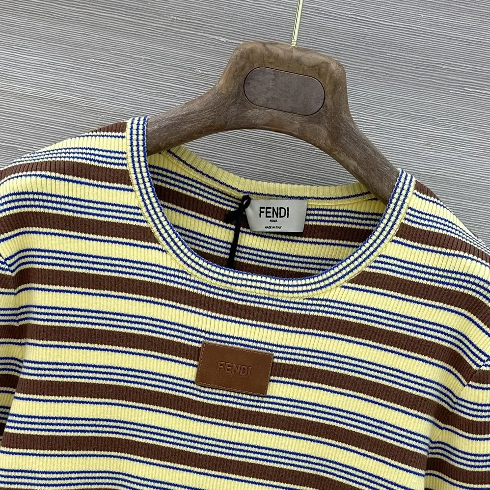 Fendi Top Multicolor Striped Cotton Jumper for Women