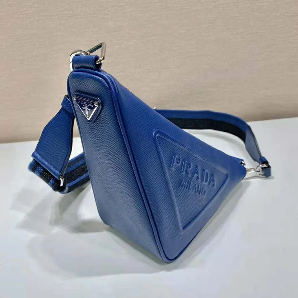 Prada Saffiano Prada Triangle Bag for Women in Navy Prada Saffiano Prada Triangle Bag for Women in Navy