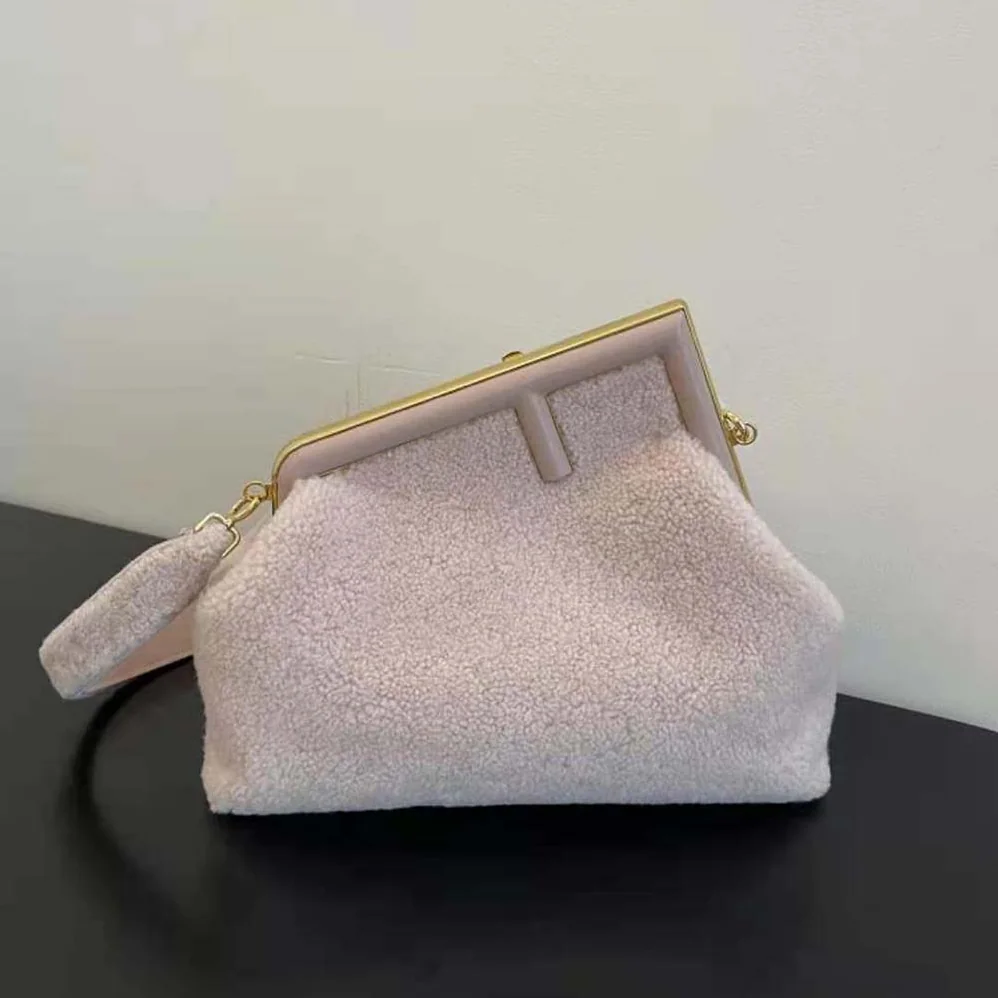 Fendi First Medium Pink Sheepskin Bag for Women