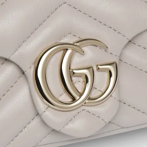 Gucci Marmont Mini Shoulder Bag in Light Grey Gold Hardware Gucci Marmont Mini Shoulder Bag in Light Grey Gold Hardware