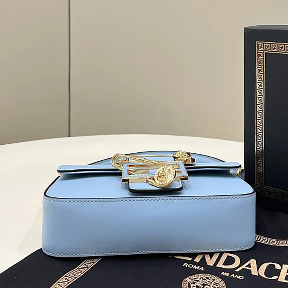 Fendi Brooch Mini Baguette Fendace Blue Leather Bag for Women Fendi Brooch Mini Baguette Fendace Blue Leather Bag for Women