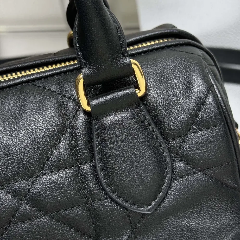 Dior Dior Groove 20 Bag Black Macrocannage Calfskin for Women
