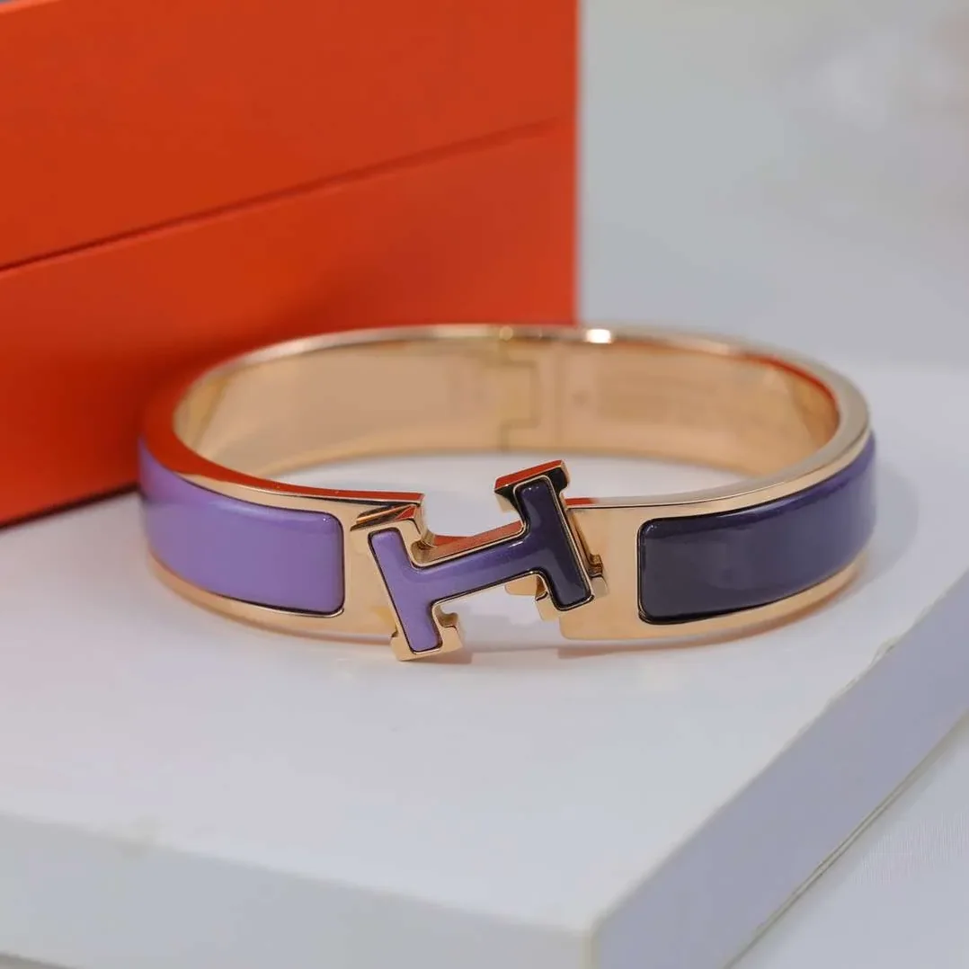 Hermes Clic Enameled H Bracelet Purple