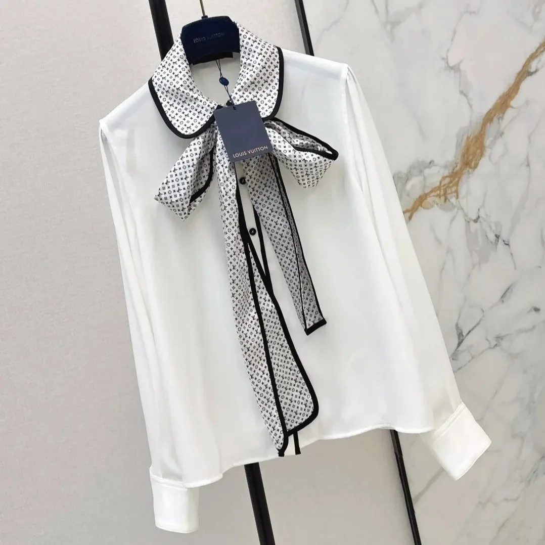 Louis Vuitton Monogram Bow Blouse White Louis Vuitton Monogram Bow Blouse White
