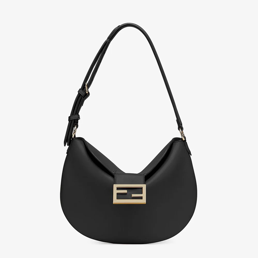 Fendi Small Croissant Black Leather Bag for Women