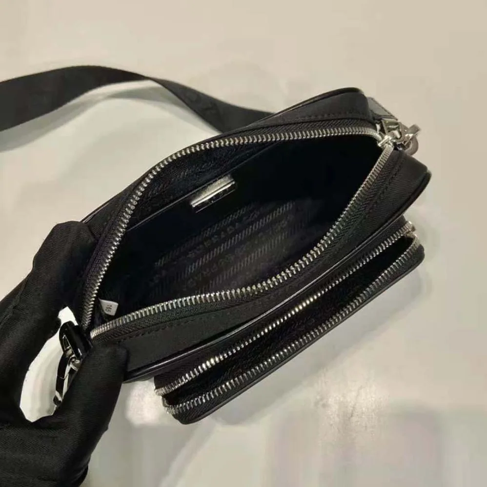 Prada Re-Nylon and Brushed Leather Shoulder Bag for Men in Black Prada Re-Nylon and Brushed Leather Shoulder Bag for Men in Black