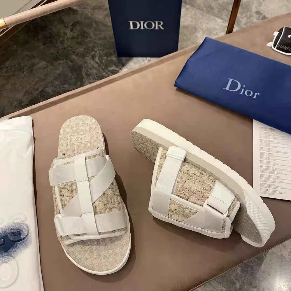 Dior Alpha Sandal Off for Women in White Dior Oblique Jacquard Dior Alpha Sandal Off for Women in White Dior Oblique Jacquard