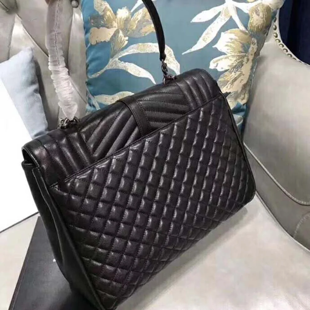 Saint Laurent YSL Large Envelope Mixed Grain De Poudre Matelasse in Black Saint Laurent YSL Large Envelope Mixed Grain De Poudre Matelasse in Black