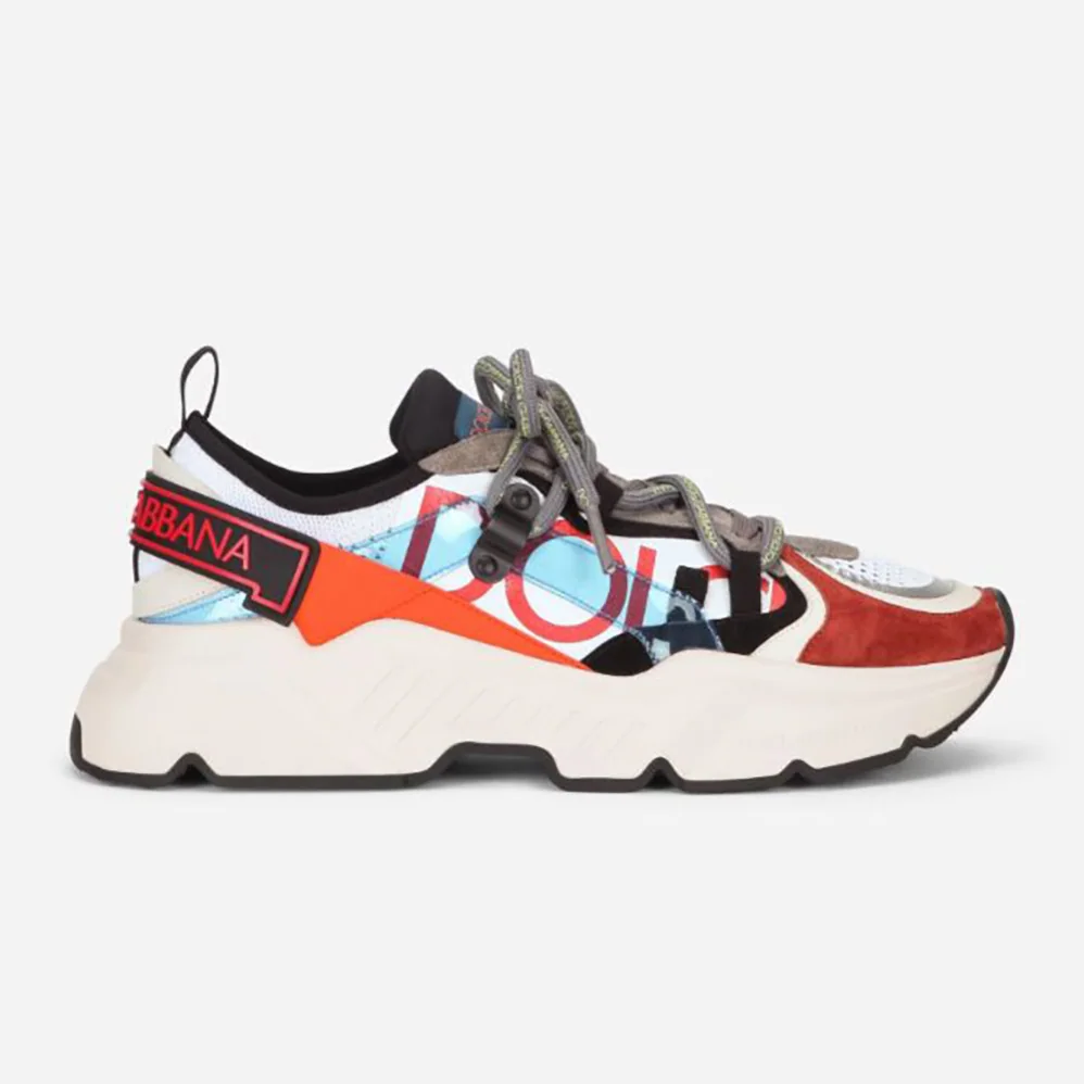 Dolce Gabbana D&G Stretch Mesh Daymaster Sneakers with Multi-Color Details and Double Laces for Men Dolce Gabbana D&G Stretch Mesh Daymaster Sneakers with Multi-Color Details and Double Laces for Men