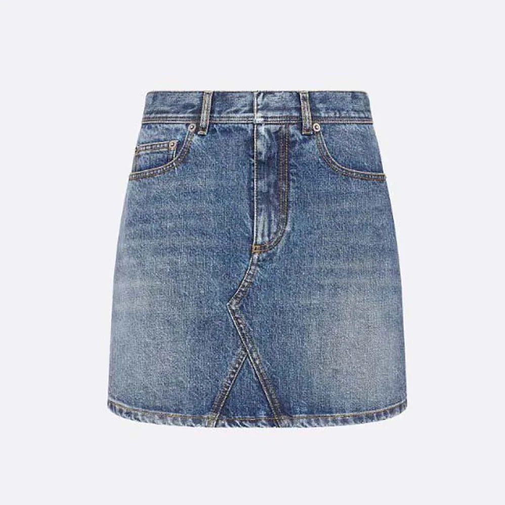 Dior Flared Miniskirt Blue Stonewashed Cotton Denim for Women Dior Flared Miniskirt Blue Stonewashed Cotton Denim for Women