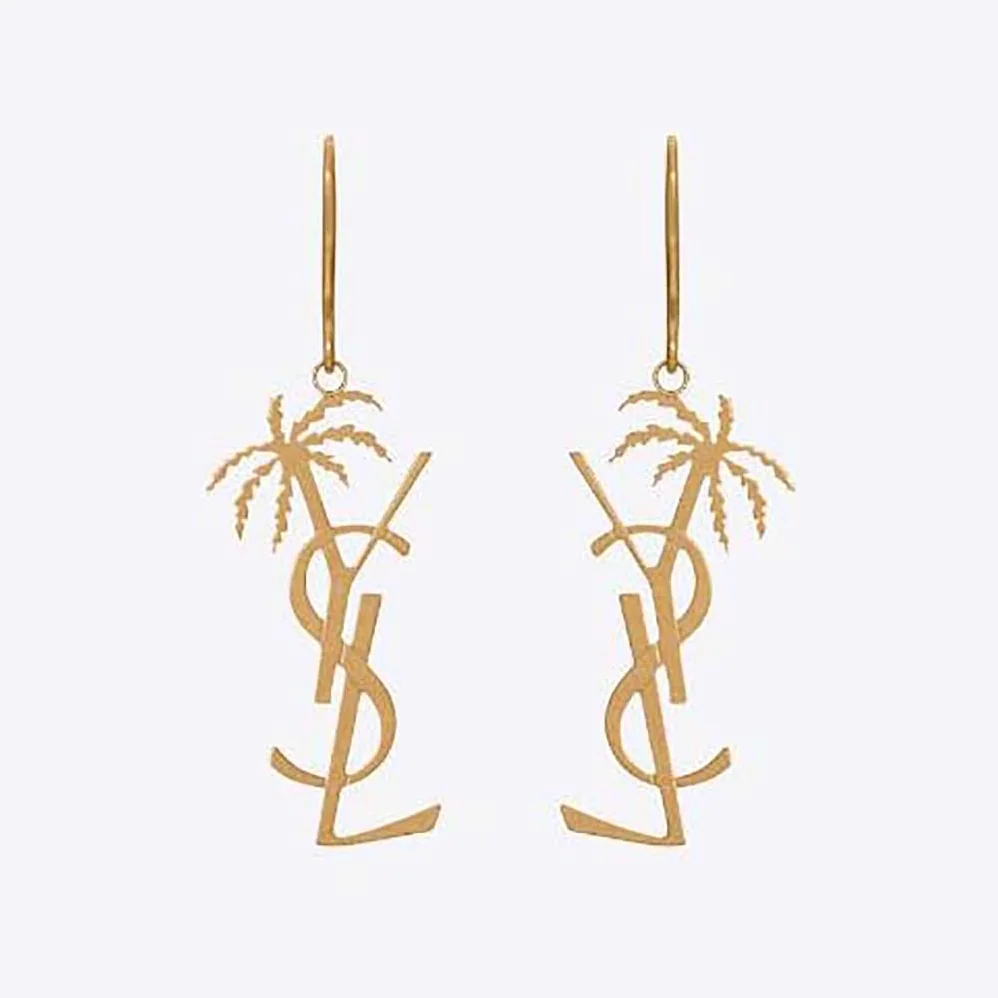 Saint Laurent YSL Cassandre Palm Earrings in Metal for Women Saint Laurent YSL Cassandre Palm Earrings in Metal for Women