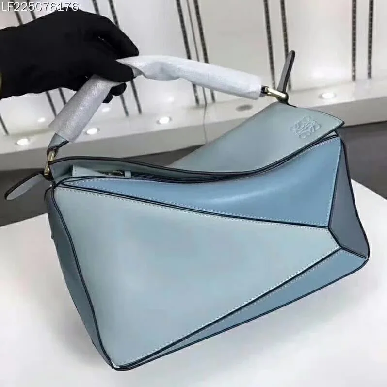 Loewe Puzzle Multi-color Bag with Strap Handle in Calfskin in Blue