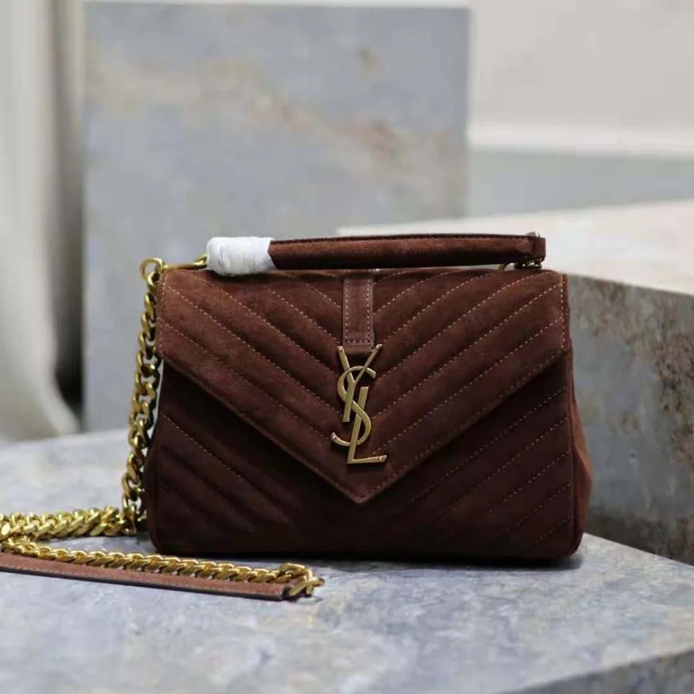 Saint Laurent YSL College Medium in Quilted Suede for Women