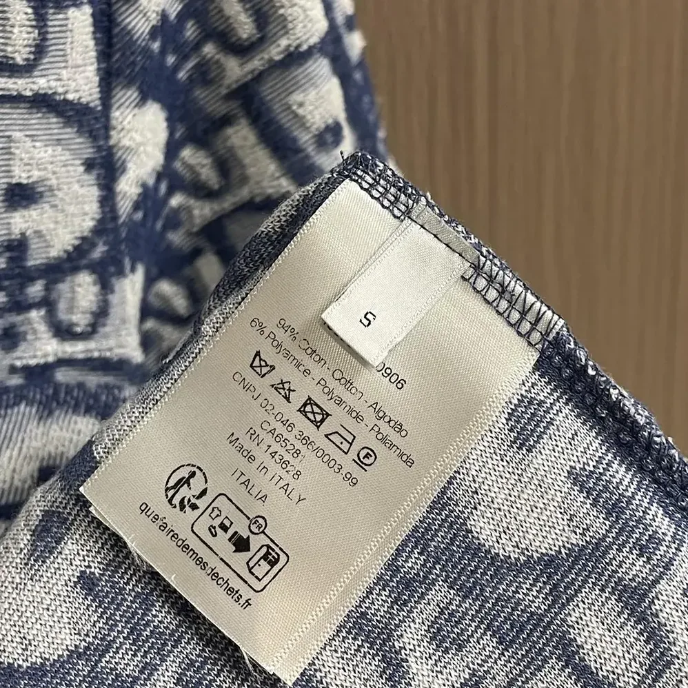 Dior Oblique Relaxed-Fit T-Shirt Blue and White Terry Cotton Jersey for Men Dior Oblique Relaxed-Fit T-Shirt Blue and White Terry Cotton Jersey for Men