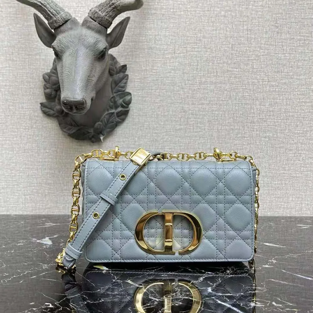 Dior Small Dior Caro Bag Cloud Blue Supple Cannage Calfskin for Women