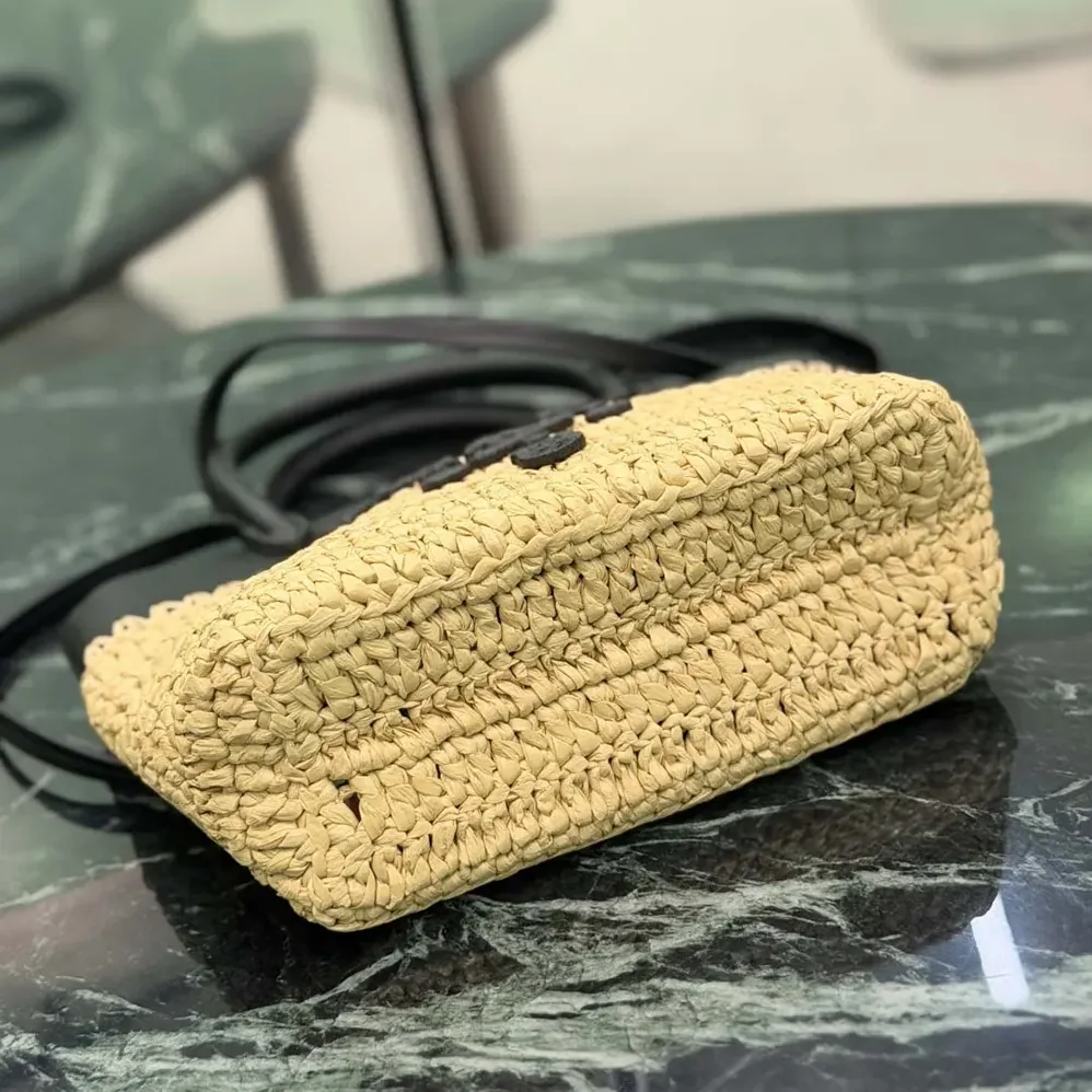 Prada Mini Crochet and Leather Tote Bag for Women Prada Mini Crochet and Leather Tote Bag for Women