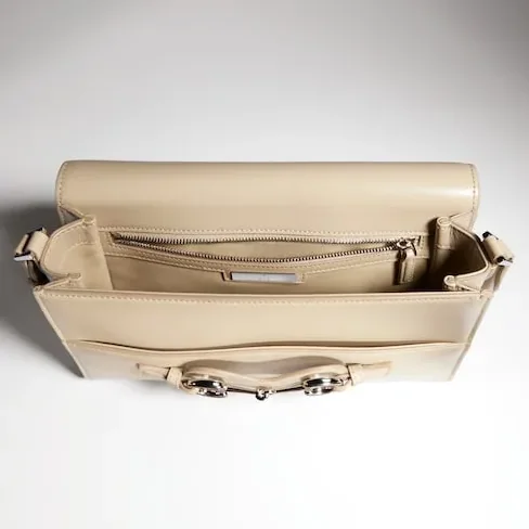 Gucci Horsebit Ristretto Medium Shoulder Bag / Beige Silver Hardware A0020Y AAGRB 9730