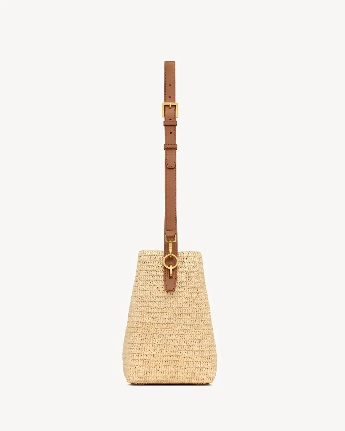 Saint Laurent Le Woven Raffia And Vegetable-Tanned Beige 9.8 Inches/ Saint Laurent Le Woven Raffia And Vegetable-Tanned Beige 9.8 Inches/
