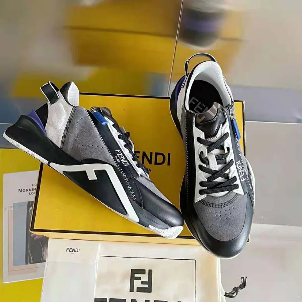 Fendi Flow Suede Low-Tops for Men in Navy