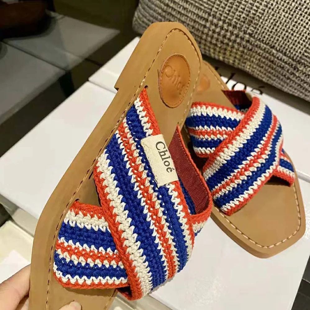 Chloe Woody Flat Mule for Women in Blue