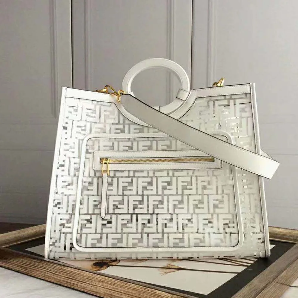 Fendi Runaway Shopper PU Bag for Women in White