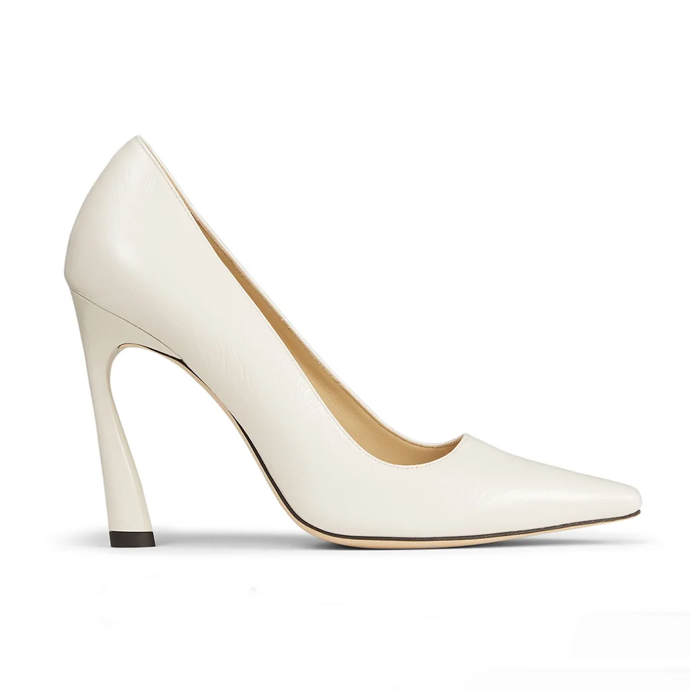 Jimmy Choo Brittany 100 White Naplack Pumps with Angled Heel for Women Jimmy Choo Brittany 100 White Naplack Pumps with Angled Heel for Women