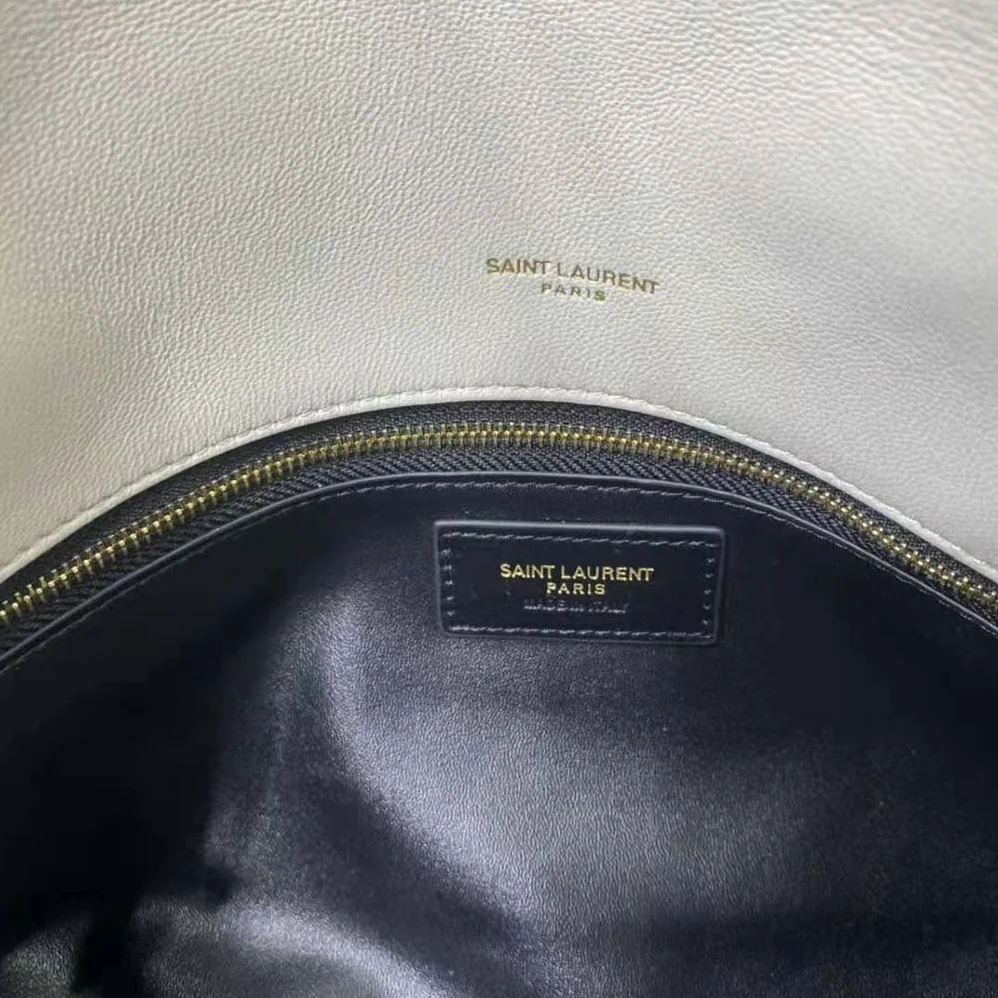 Saint Laurent YSL Sade Puffer Envelope Clutch in Lambskin for Women in White