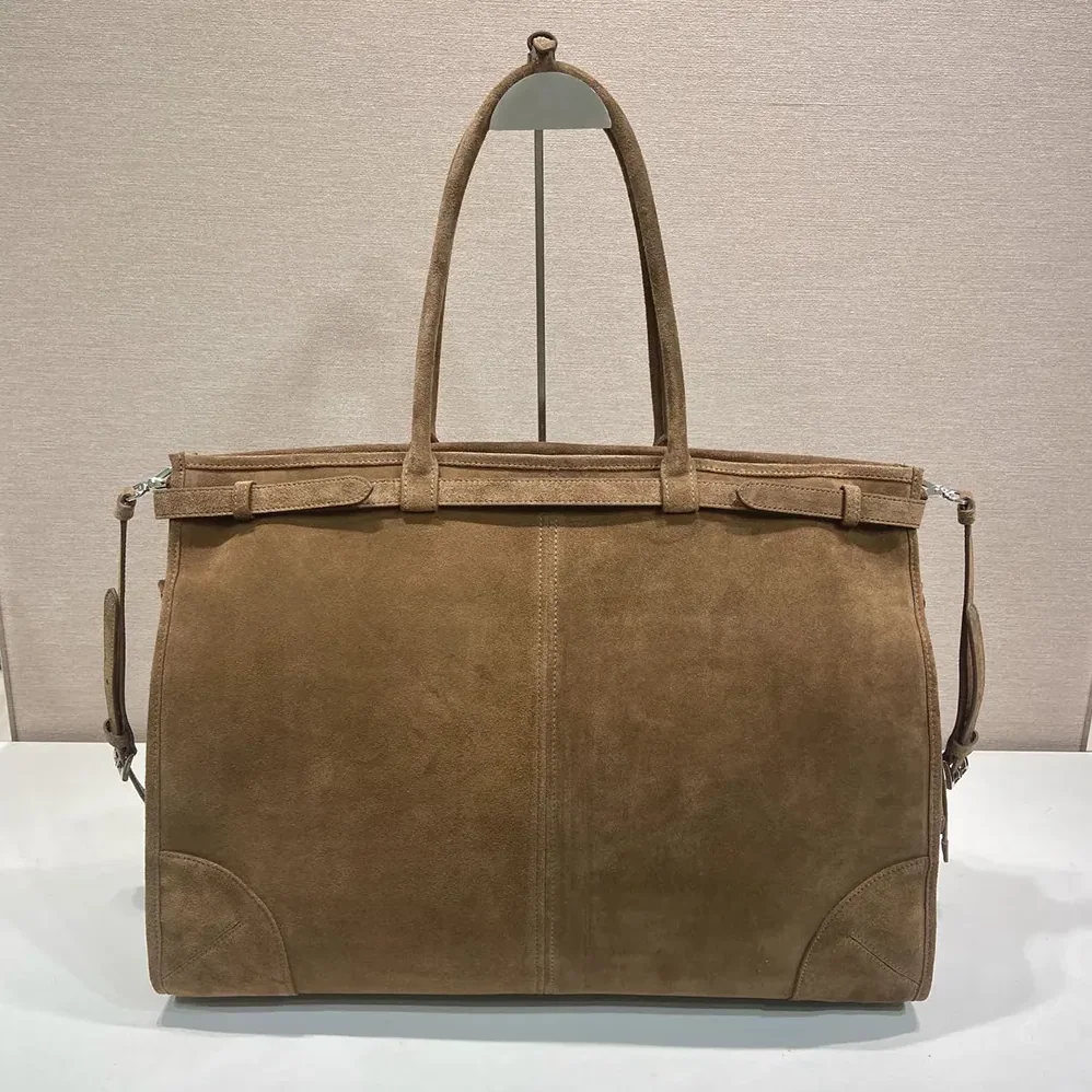 Prada Bonnie Suede Tote Bag for Unisex in Cinnamon
