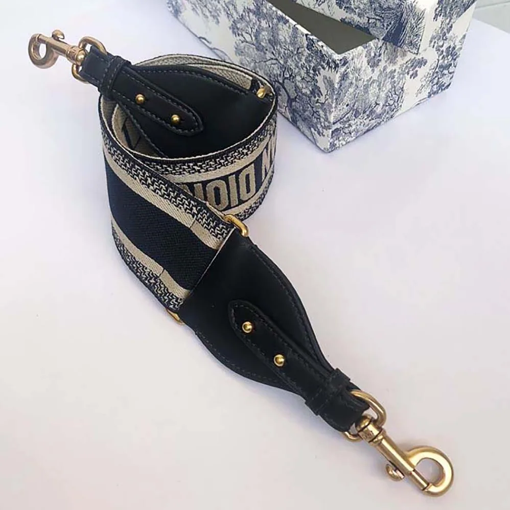 Dior Shoulder Strap with Ring Blue ‘CHRISTIAN DIOR PARIS' Embroidery for Women Dior Shoulder Strap with Ring Blue ‘CHRISTIAN DIOR PARIS' Embroidery for Women