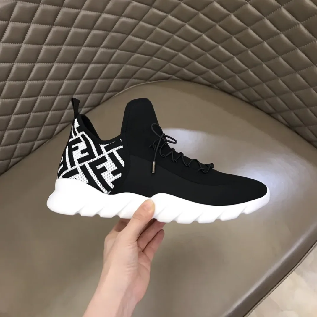 Fendi FD Technical Mesh High in Tops Sneakers White Fendi FD Technical Mesh High in Tops Sneakers White