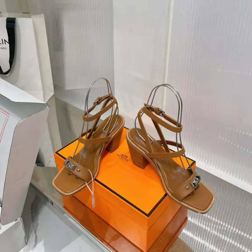 Hermes Ivresse 65 Sandal in Calfskin-Brown H241152Z for Women