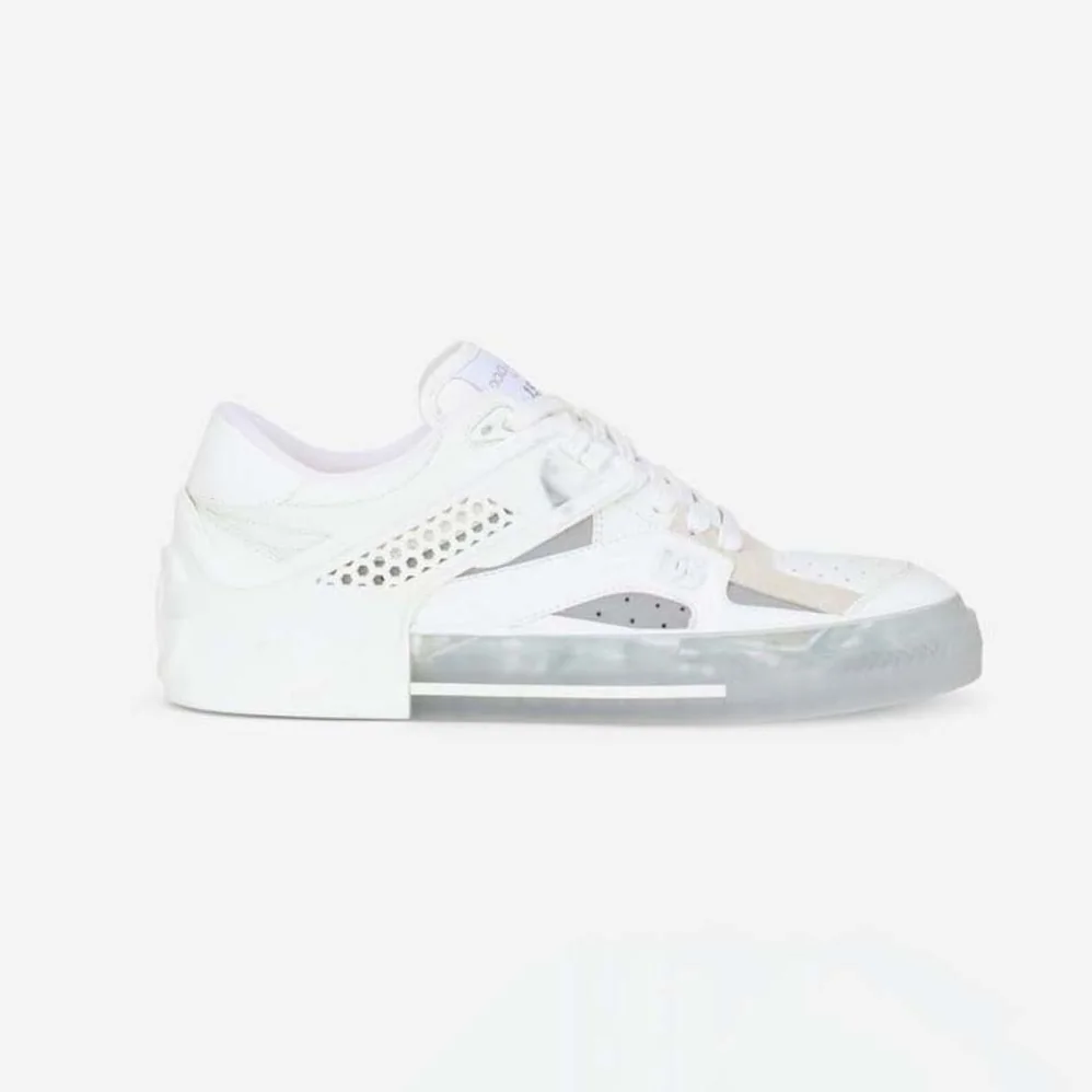 Dolce Gabbana D&G Mixed-Material Custom 2.Zero Sneakers for Men in White Dolce Gabbana D&G Mixed-Material Custom 2.Zero Sneakers for Men in White
