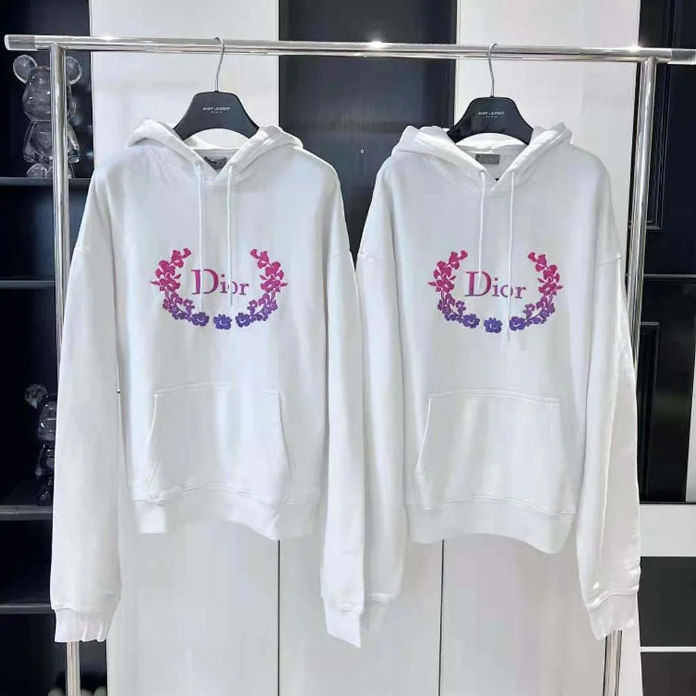 Dior Relaxed-Fit Hooded Sweatshirt White Cotton Fleece for Men Dior Relaxed-Fit Hooded Sweatshirt White Cotton Fleece for Men