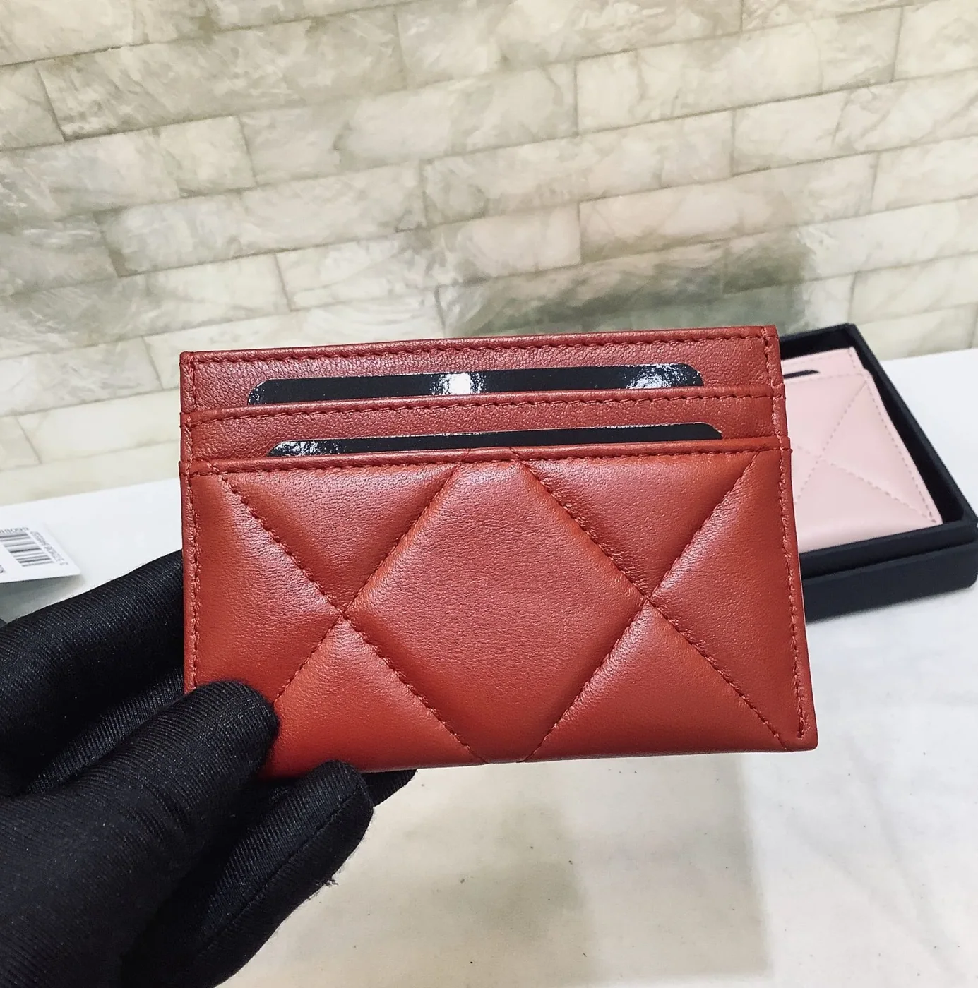 Chanel CO-CO 19 Card Holder Wallet in Gold Toned Hardware Red