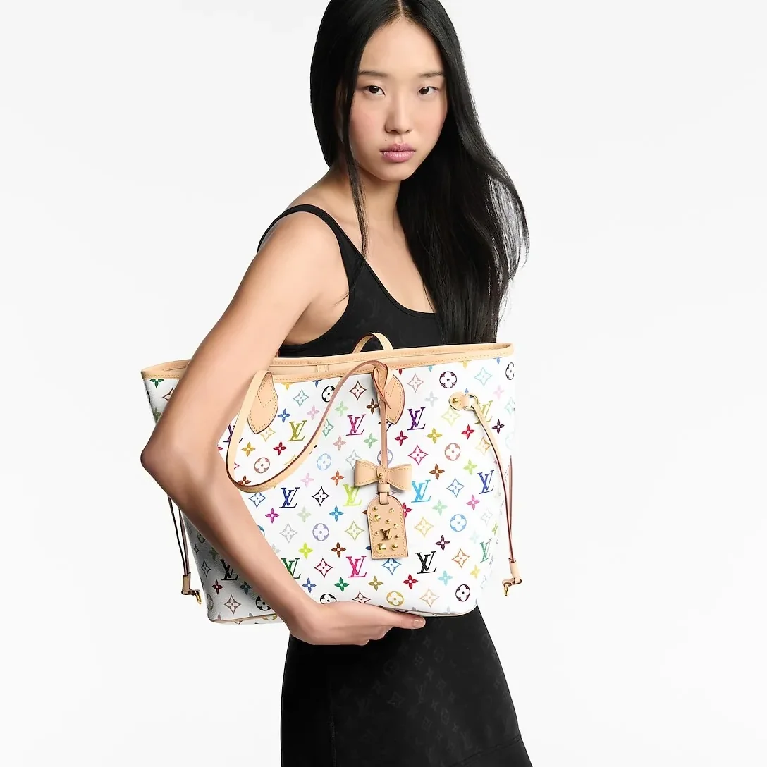 Louis Vuitton LV x TM Neverfull MM Tote Bag in Multicolor Gold Hardware