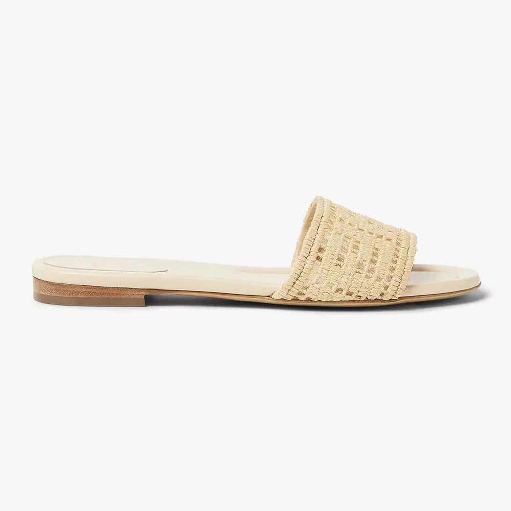 Fendi Sunshine Mesh Slides with Raffia FF Embroidery for Women