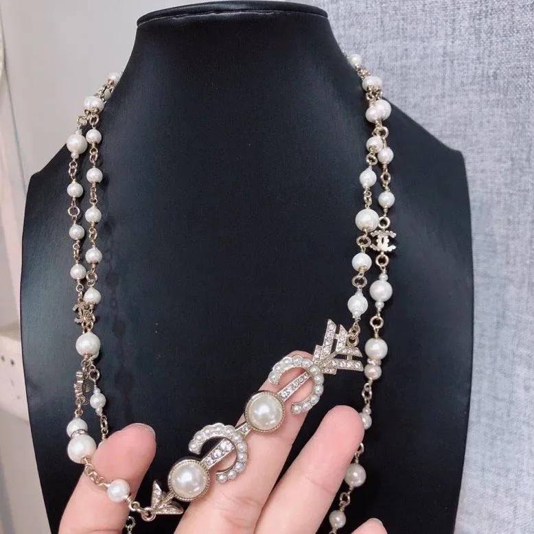 Chanel Accessories Pearl Necklace Logo CC Gold Tone Chanel Accessories Pearl Necklace Logo CC Gold Tone