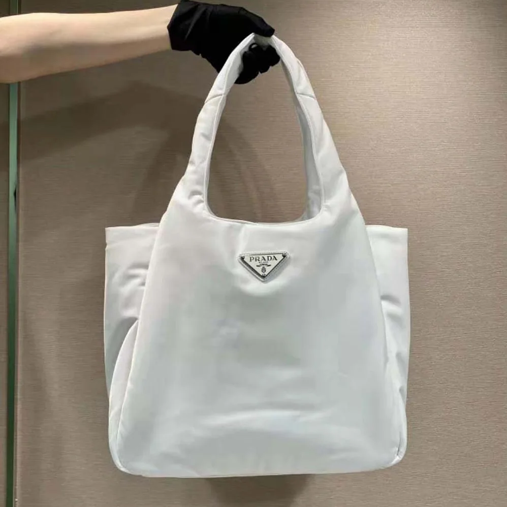 Prada Large Padded Re-Nylon Tote Bag for Women in White Prada Large Padded Re-Nylon Tote Bag for Women in White