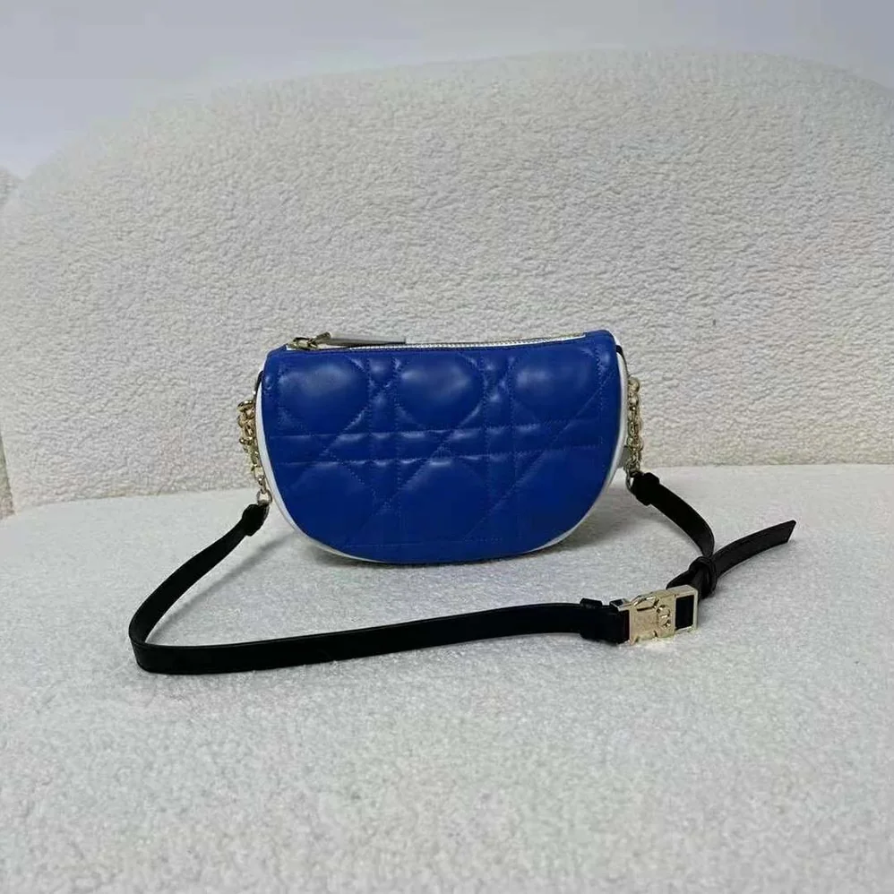 Dior Small Dior Vibe Hobo Bag Fluorescent Blue Macrocannage Lambskin for Women