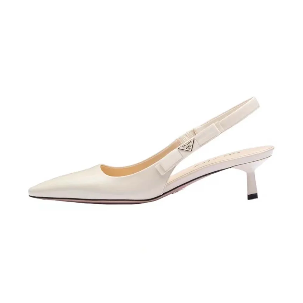 Prada Patent-Leather Slingback Pumps for Women in White Prada Patent-Leather Slingback Pumps for Women in White
