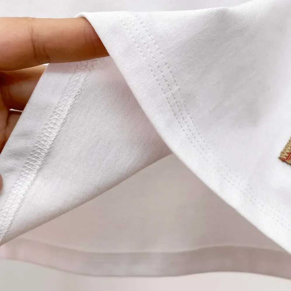 Burberry Check Label Cotton T-shirt for Women in White Burberry Check Label Cotton T-shirt for Women in White