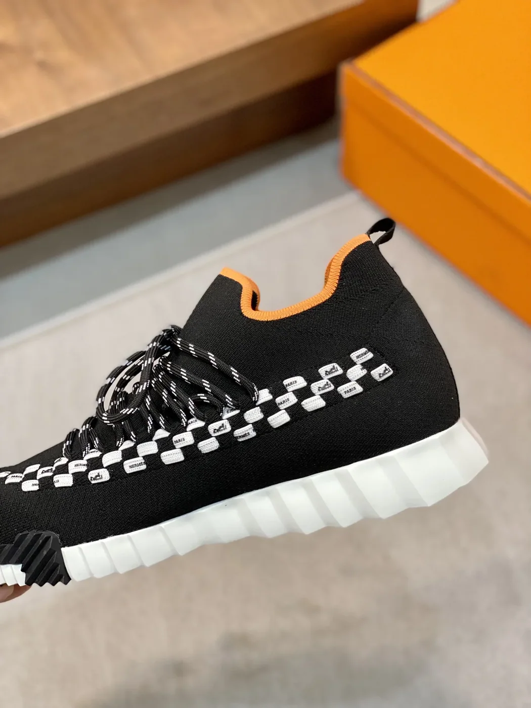 Hermes Sneakers Flex Black And Orange Hermes Sneakers Flex Black And Orange