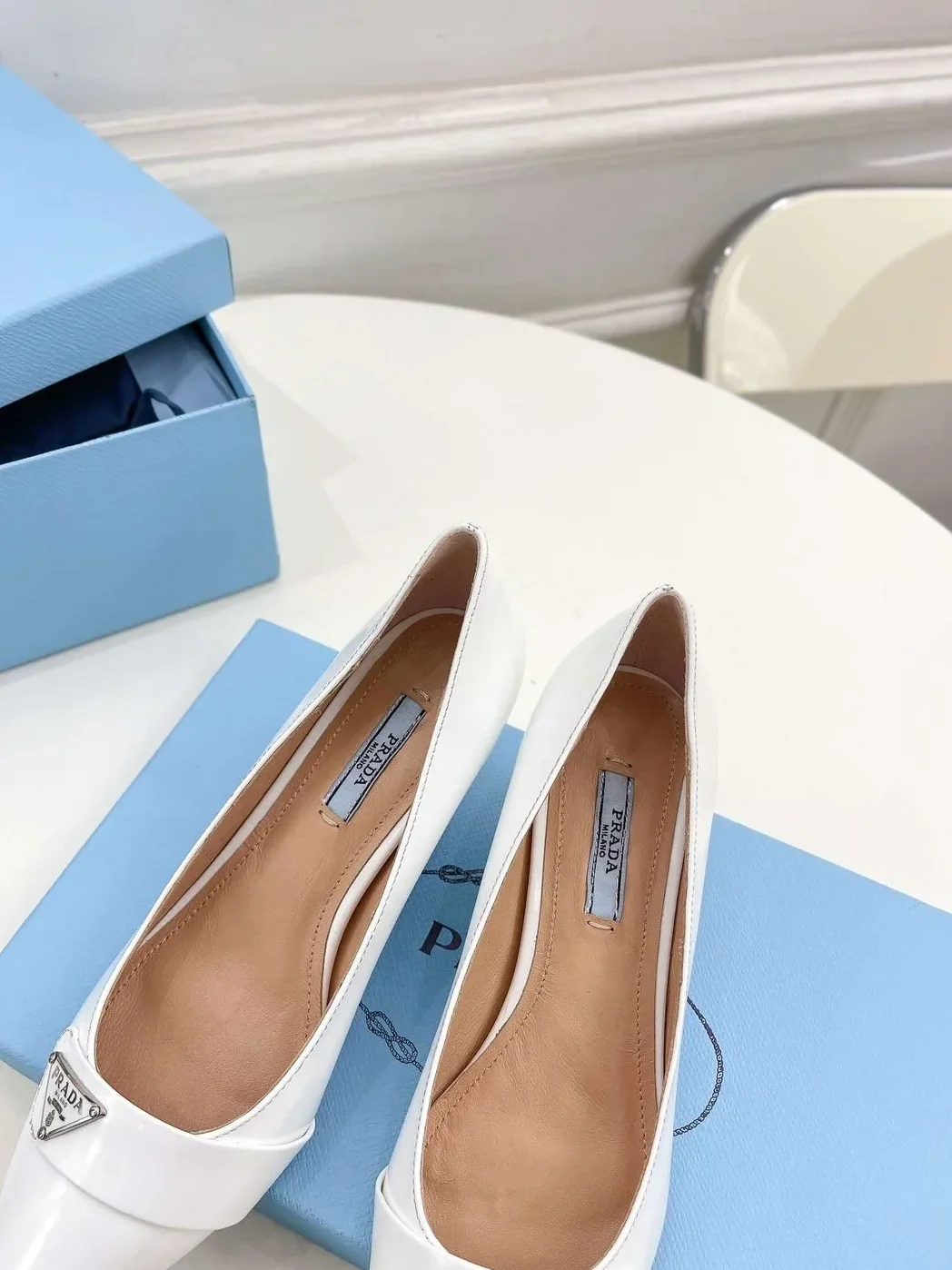 Prada Soft Pointed Heel Pumps White Prada Soft Pointed Heel Pumps White