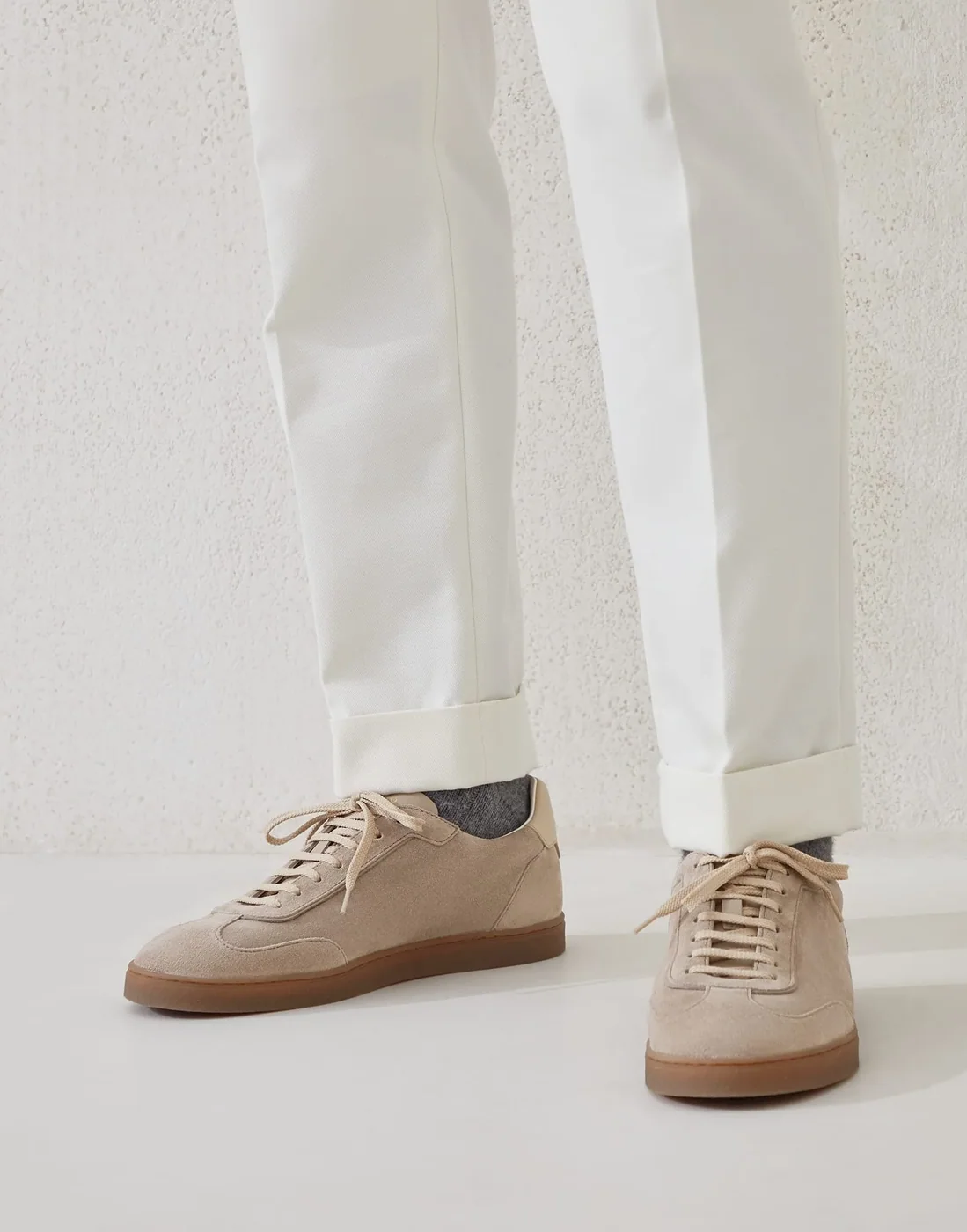 Brunello Cucinelli Washed Suede Sand Sneakers - 252MZUSGGJ336